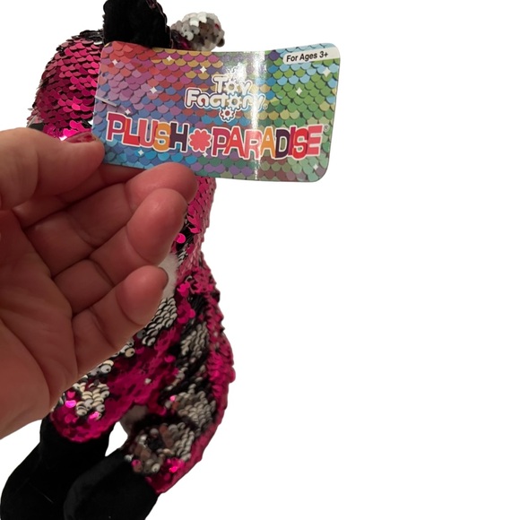 Plush Paradise Sequin Plush Pink Silver Fox Stuffed Animal Color Change NWT - Picture 3 of 6